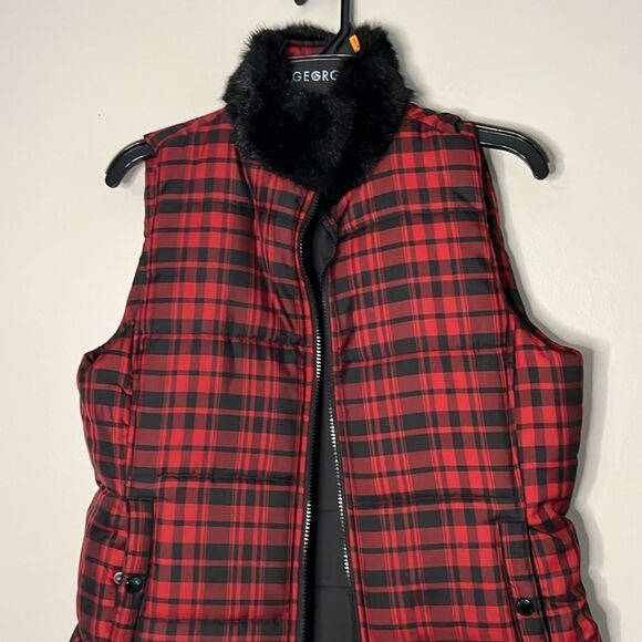 Chaps Red Plaid Vest - Picture 1 of 10